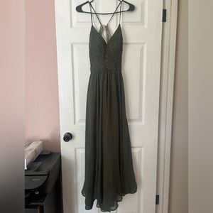 Olive green bridesmaids dress